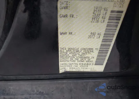 2015 Nissan Altima 2.5 S z USA, uszkodzony, nr VIN 1N4AL3AP7FN394803